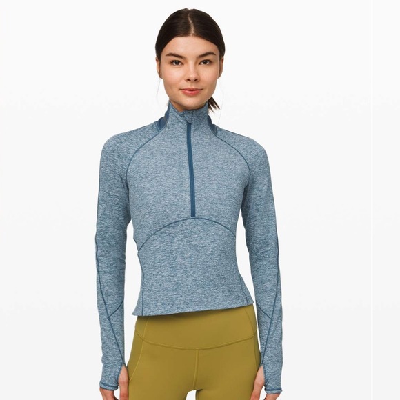 lululemon athletica Tops - NWOT Lululemon Always Alert 1/2 Zip
Heathered Petrol Blue size 8